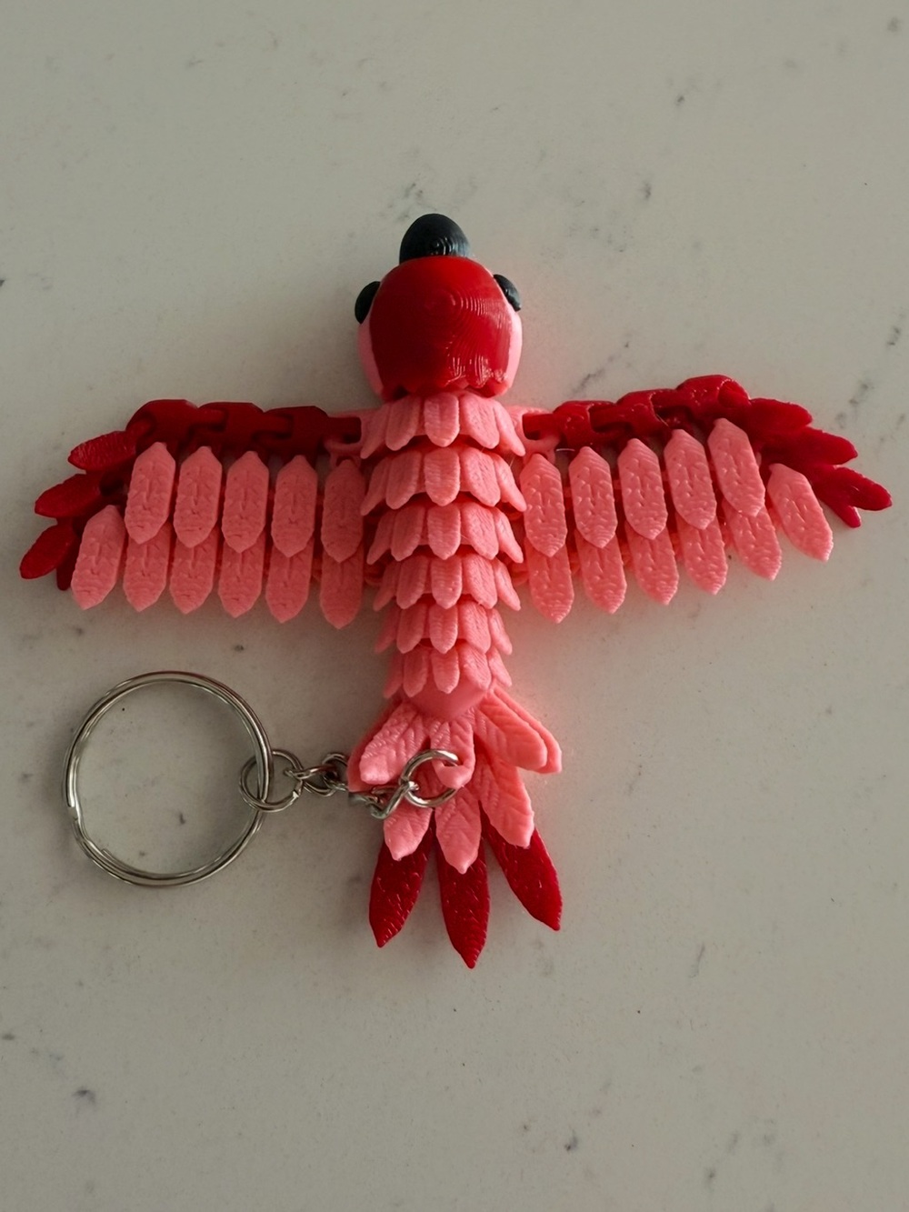 Pink & Red Parrot Keychain - Cute Bird Accessory - Picture 2 of 4